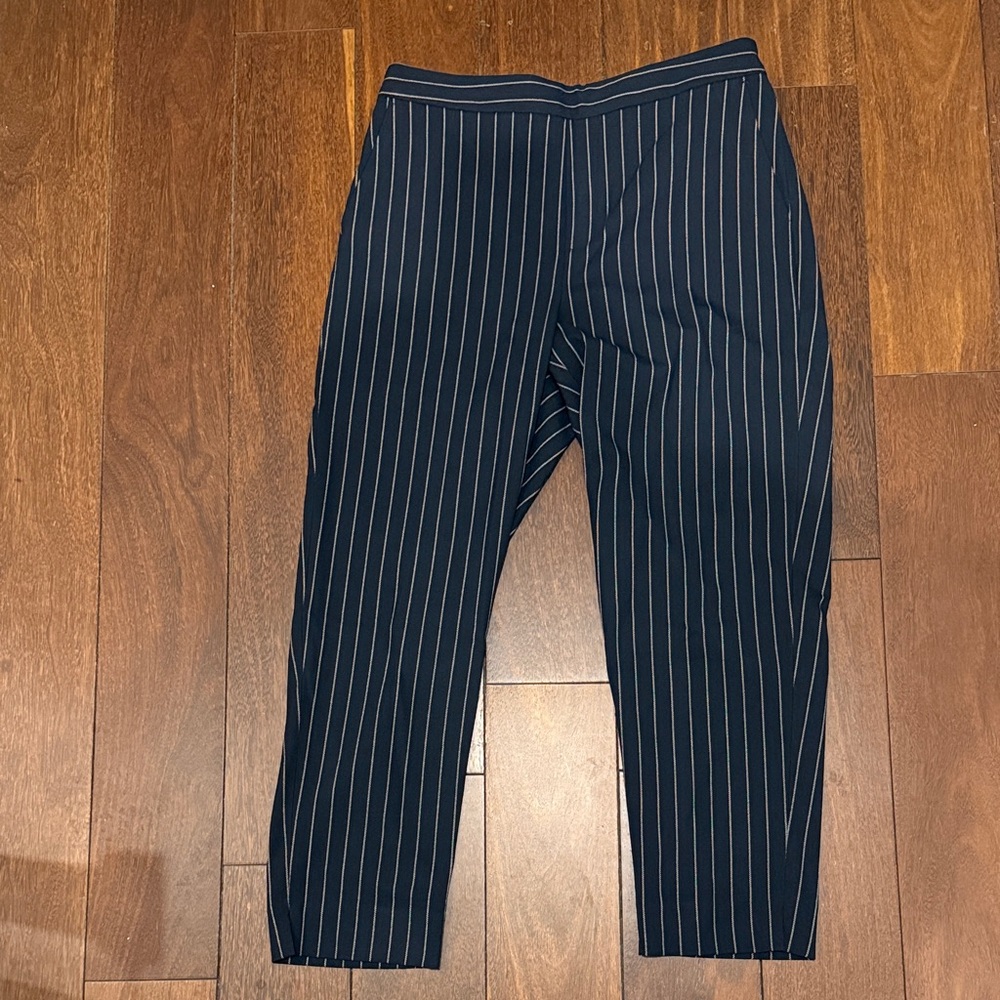Banana Republic Women's Navy Pinstripe Cropped Hayden Pants
